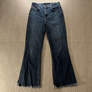 J Brand Straight Leg Dark Wash Frayed Jeans